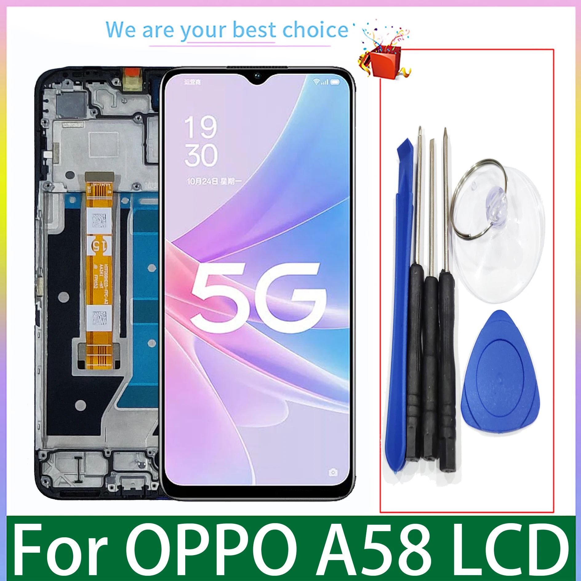 For OPPO A58 LCD Display Original PHJ110 With Frame Touch Screen Panel Replacement Parts