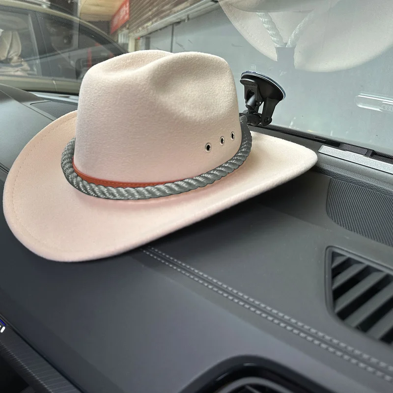 Cowboy Hat Bracket Rope With Suction Cup Hook Truck Windshield Home Door Wall Portable Hanging Rope Hat Bracket Car Accessory