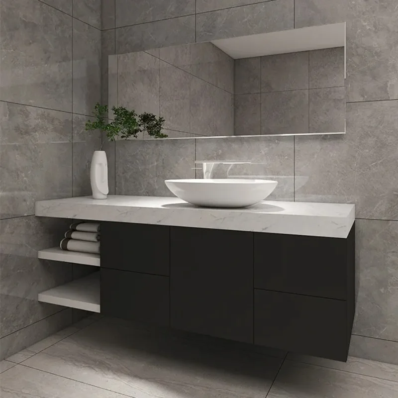 Set di mobili da bagno completi classici di lusso europei, stile shaker, doppio lavabo, grande vanità in legno naturale