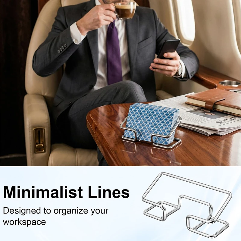 Super Sale Dual Pack Metal Business Card Holder for Desk, Silver - Elegant