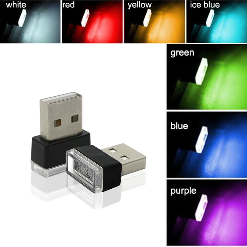 Mini USB Stage Party Light LED Modeling Night Lamp for Car Ambient Light Neon Interior Jewelry 7 kinds of light colors W28