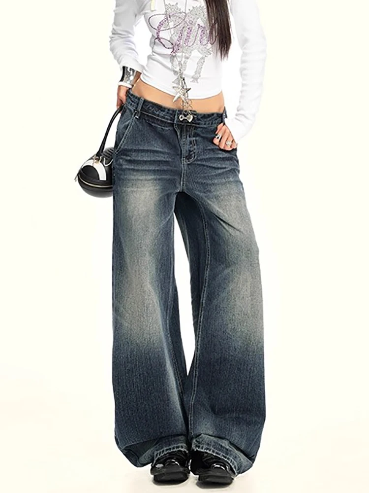 

Vintage Baggy Jeans for Women Y2K Wide Leg Pants Oversized Harajuku Straight Leg Jeans Low Waist Trousers