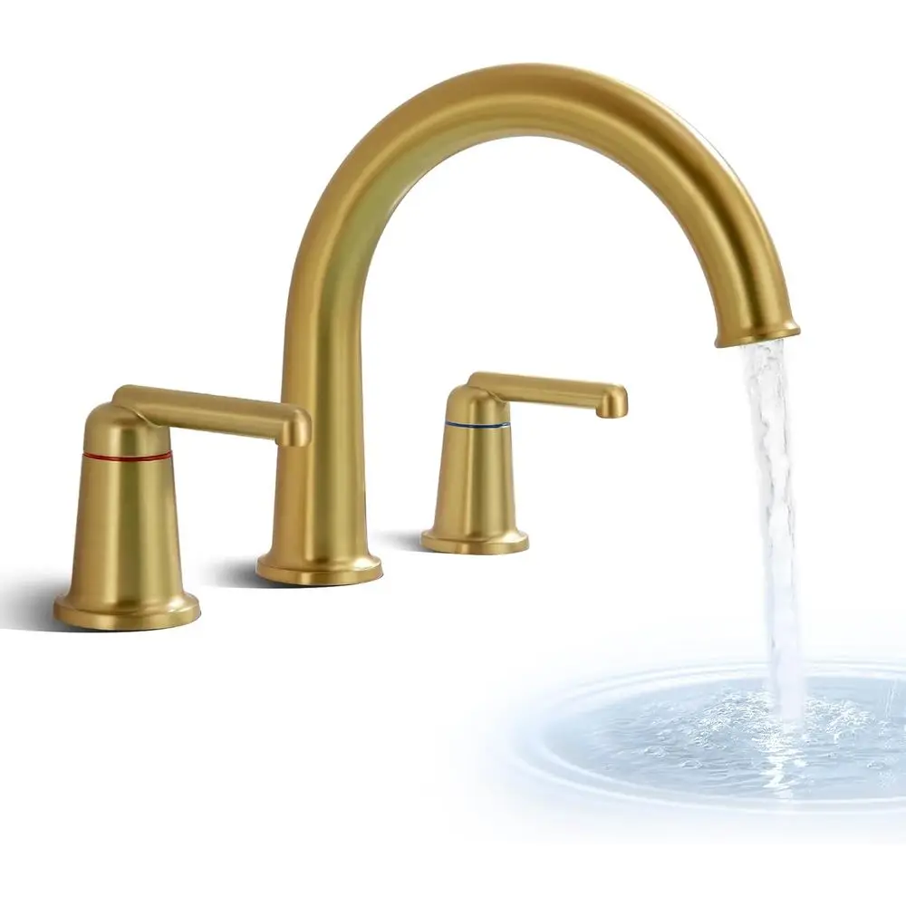 

Flow Roman Tub Faucet with Valve, Widespread Solid Brass 3 Hole Bathtub Faucet, 2 Handle Deck Mount Bath Tub Filler with Supply