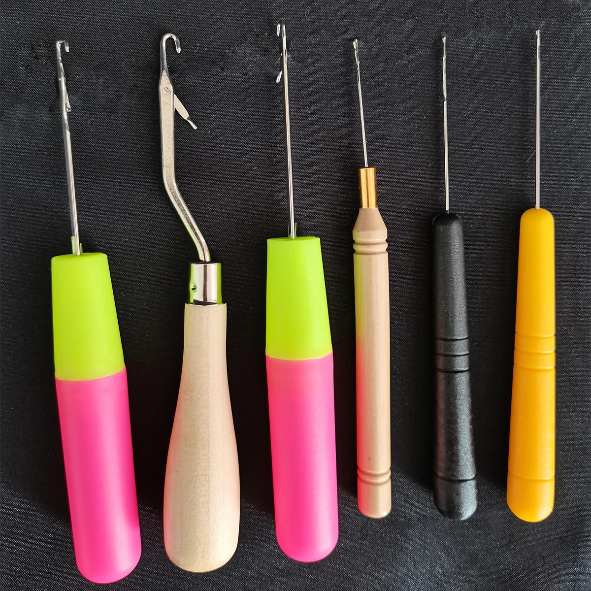 1Kit 6PCS Latch Hook, Different Sizes Small Crochet Hooks Needle For Hair Extension Micro Braids Tools