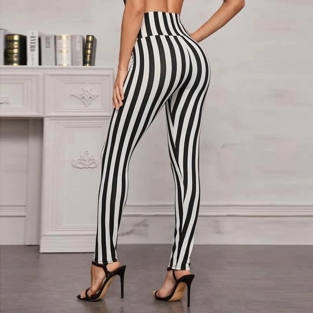 Stripe High Waist Leggings Push Up Yoga Sport Workout Pants Women Fitness Running Pants Energy Elastic Trousers Gym Girl Tights