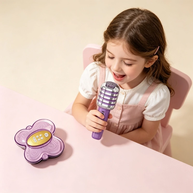 Kids' Singing Speaker with 50 Songs, 20 Drum Rhythms, 12 Electronic Tracks, Connected Device Music, and Pulsing Lights A2UB