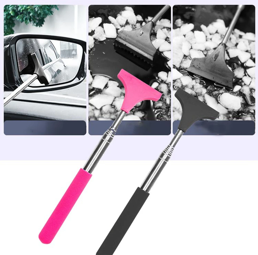 3 In 1 Multifunctional Snow Removal Scraper Durable Car Windshield Window Mirror Frost Snow Shovel Ice Cleaning Tool Wiper Brush