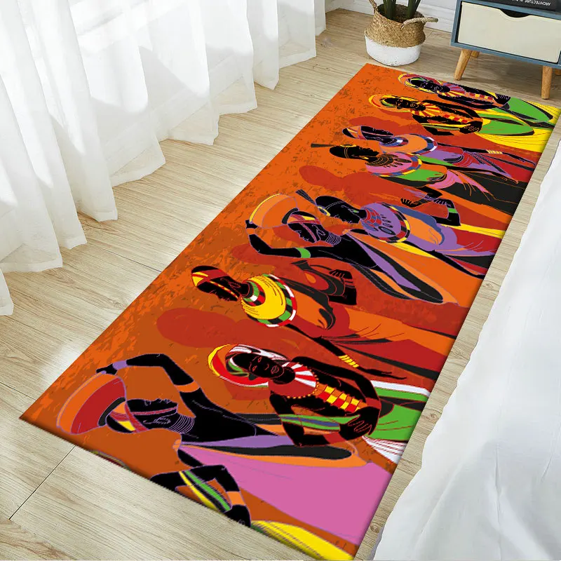 Ethnic Style Carpets for Living Room Bedroom Traditional African Woman Pattern Area Rugs Polyester Home Decoration Kitchen Mat