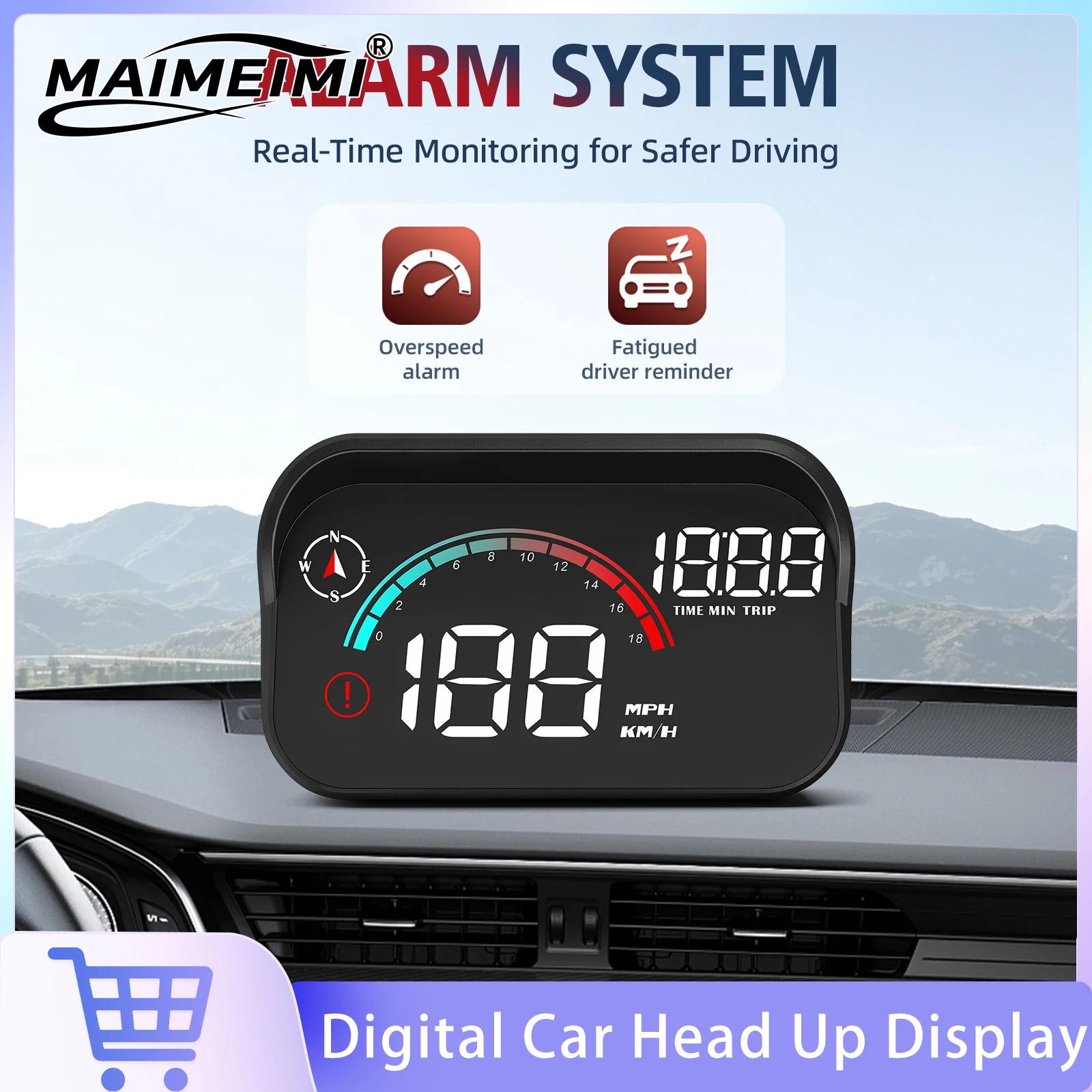 Universal GPS Car Head Up Display M22 Speedometer Compass Windshield Projector On-Board Computer Clock Mileage For All Cars