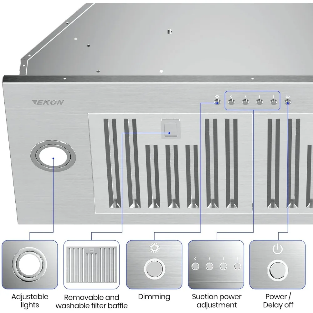 Dunstabzugshauben einsatz, eingebaute Dunstabzugshauben mit 4-Gang-Soft-Touch-Panel-Steuerung/spülmaschinen festen Filtern,