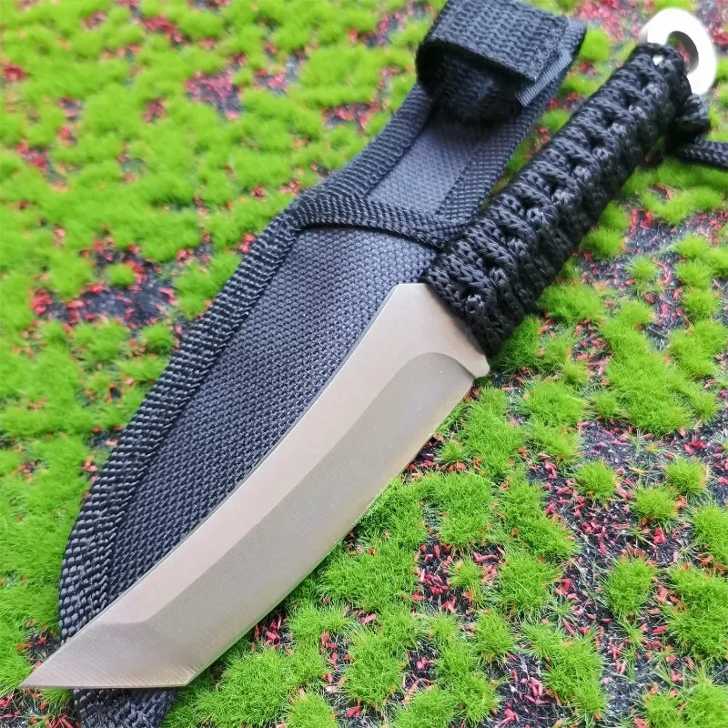 2024New Portable small straight knife, outdoor camping self-defense knife, high hardness diving leg warmer with protective cover