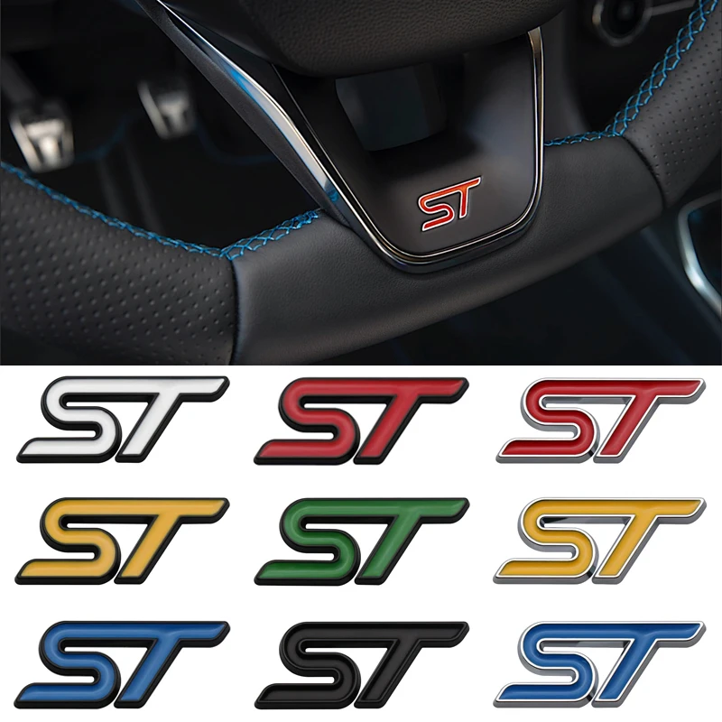 Emblema de Metal 3D para volante de coche, insignia para maletero trasero, pegatina para Ford ST Fiesta Focus Edition KUGA Mondeo Focus X 2 3