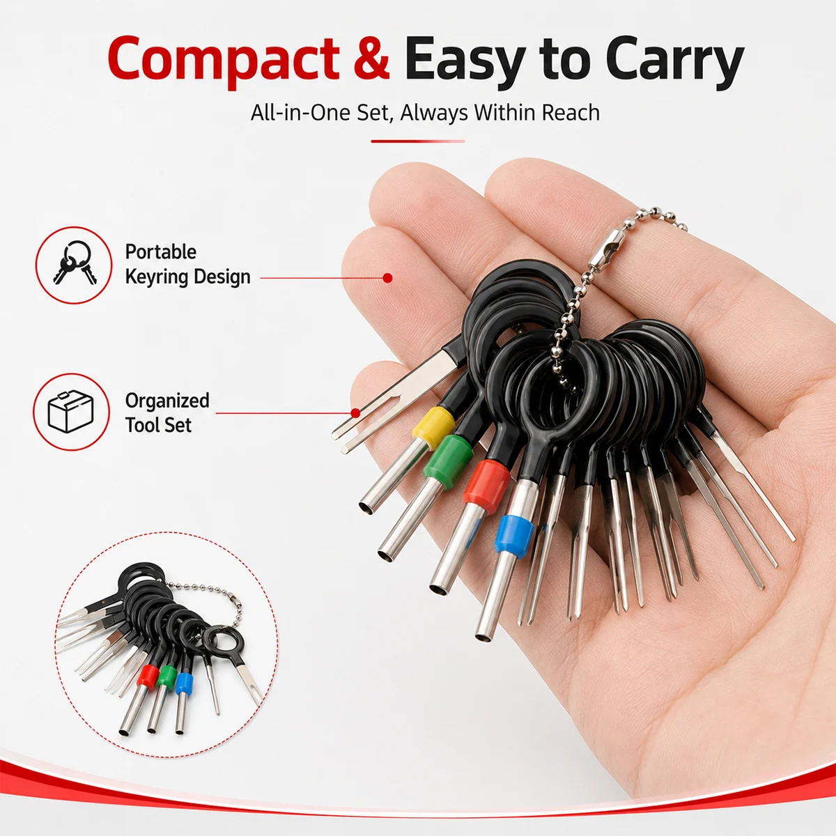 PINMOAP 21/41PCS Terminal Pin Extractor Tool Connector Pin Extractor Car Motorcycle Wiring Repair Wire Harness Terminal Repair