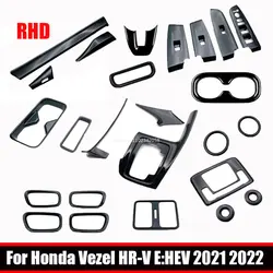 RHD For Honda Vezel HR-V E:HEV 2021-2023 ABS black Interior Accessories Window Switch Steering wheel Gear Shift Panel vent cover