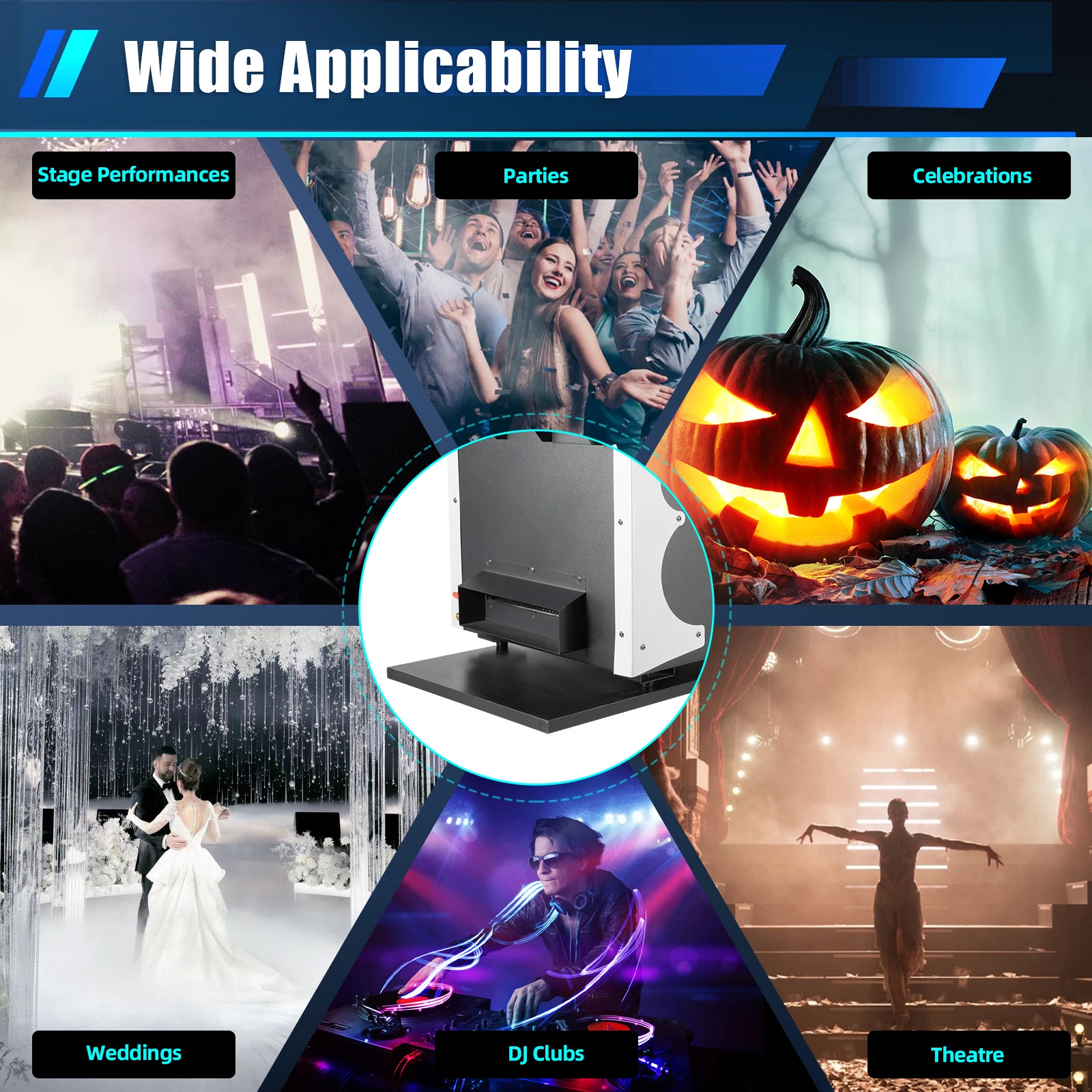 ماكينة ضباب احترافية منخفضة الكذب بقدرة 1500 وات، ماستر تأثير المسرح، تغطية 861ft2، جهاز تحكم عن بعد/DMX512، أمان من الحرارة الزائدة