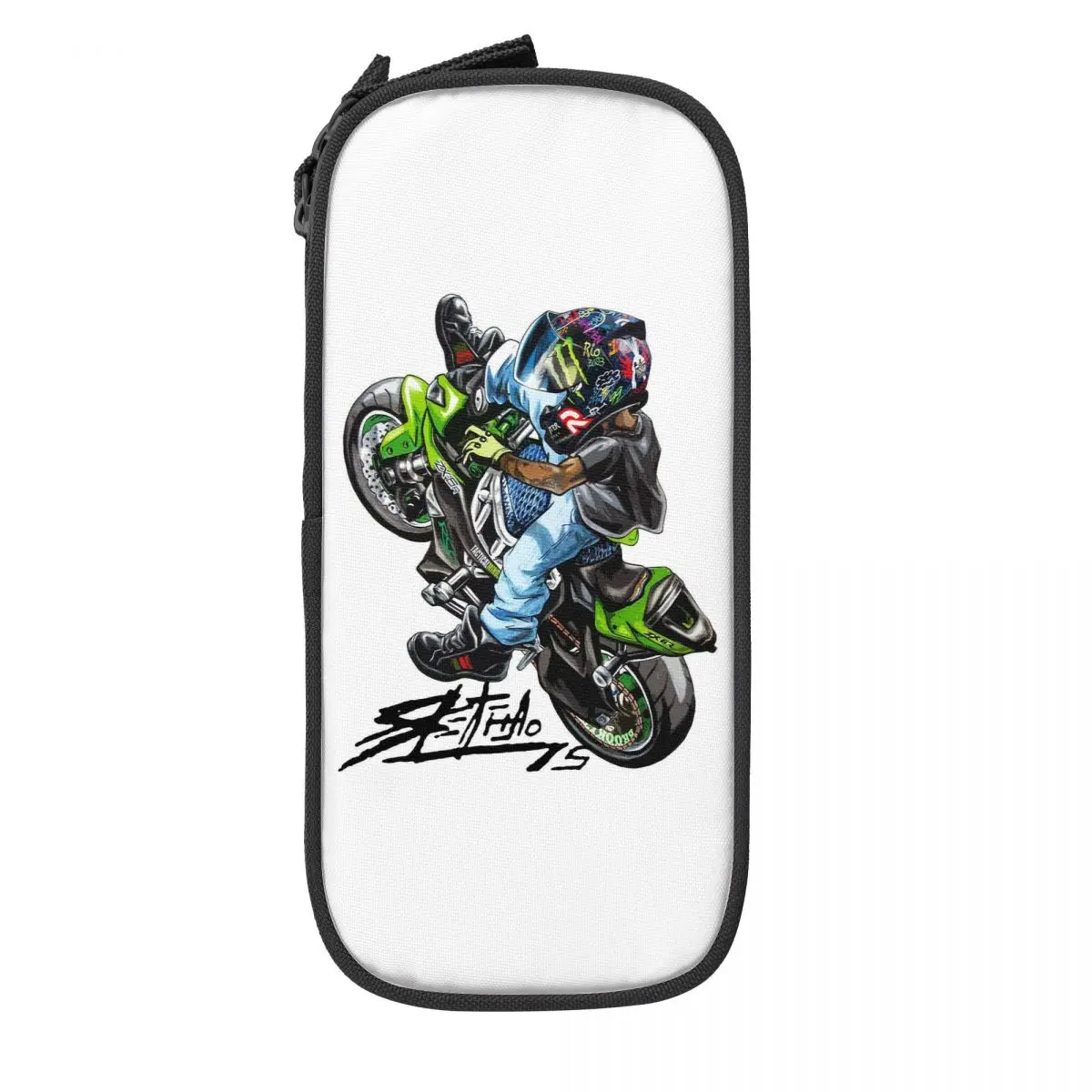 Custom Cartoon Motorcycle Kawaii Pencil Case Boy Girl Large Capacity Extreme Sports Mobile Bike Pencil Box School Supplies