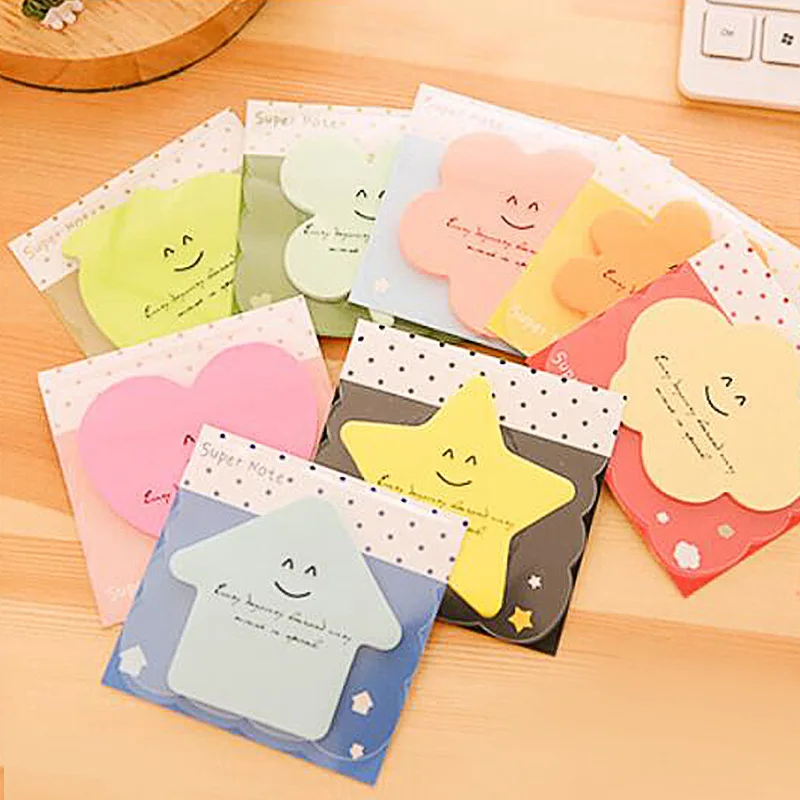 1Pcs 30sheet/pack Creative Candy Color Notes Cute Cartoon Special-shaped Office Message Sticker Cute Cartoon Office Note Sticker