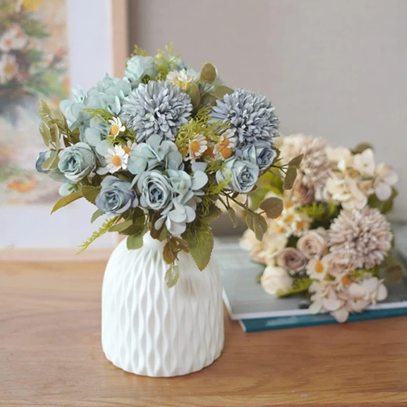 

6PCS Artificial Flowers Camomile Wedding Home Bedroom Decorations Bridal Bouquet Garden Silk Roses Vase Outdoors Diy Gifts Cheap