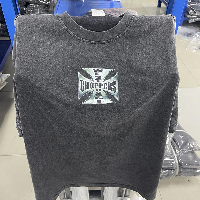 

Короткие футболки West Coast Choppers 2026, мотоциклетный стиль, длинные пляжные топы в стиле ретро, тяжелые потертые топы с короткими рукавами для мужчин и женщин, пары