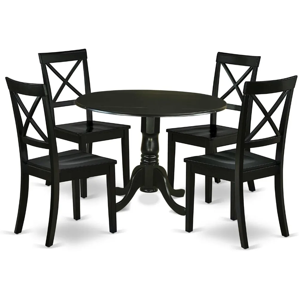 Dining Room Sets,5-piece set for four people, one round table with pendant light, 4 chairs, 42x42 inches,Dining Room Sets.