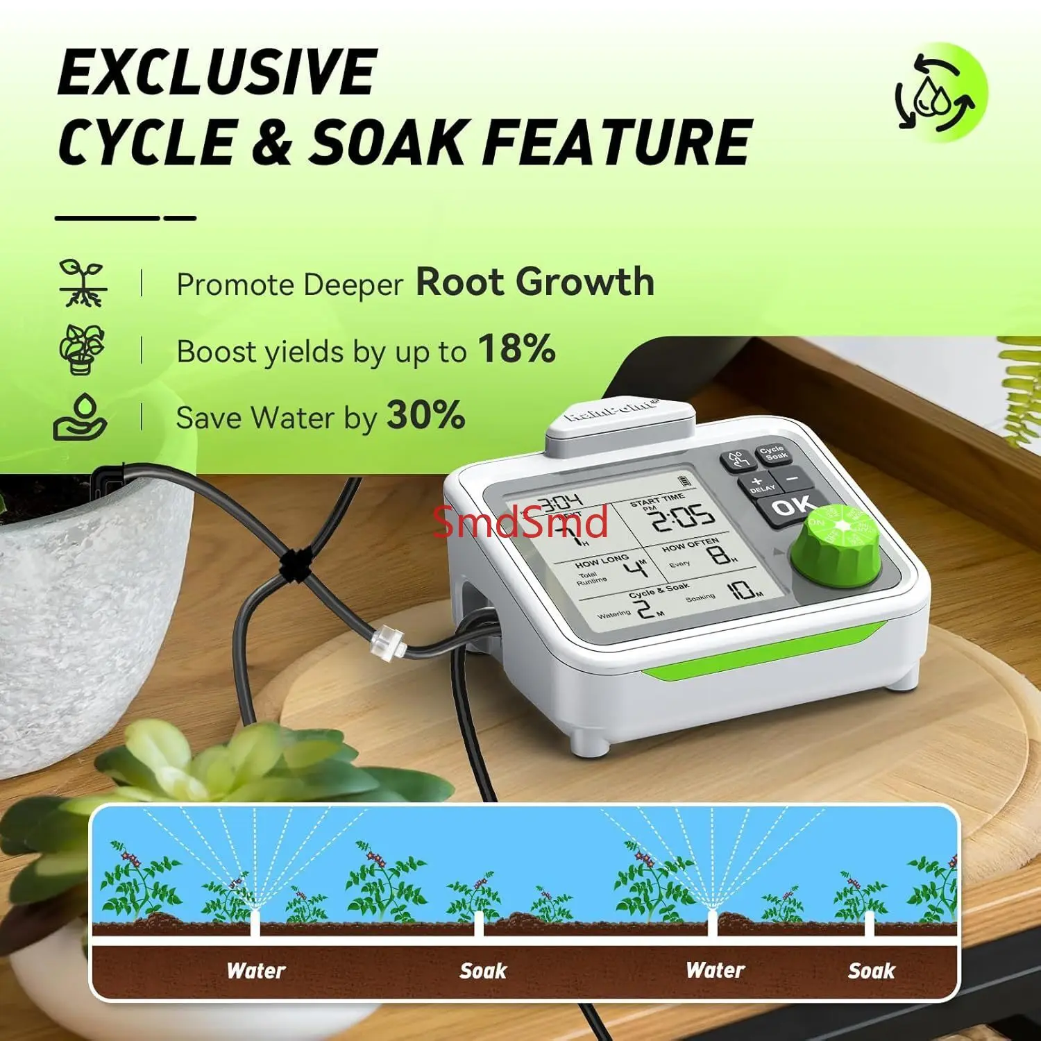 Large Display Automatic Plant Waterer Indoor For Pot Plants,Vacation Self Watering Drip Irrigation System Device Pump