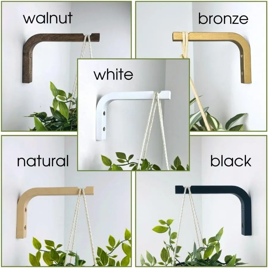 2Piece Set of Plant Hooks for Wall 6 Inch Mounted Wooden Plant Hook Indoor and Outdoor Bracket Plant Hanger for Planters Lanter