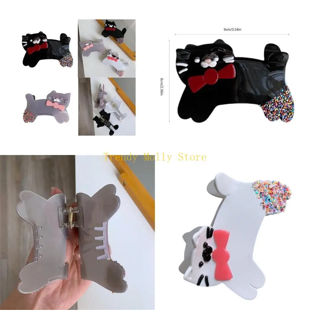 

N5KB Unique Hair Claw Clip Large Catch Hair Jaw Clip Hair Adornment Kitten Hair Jaw Clip Hair Ornamentation