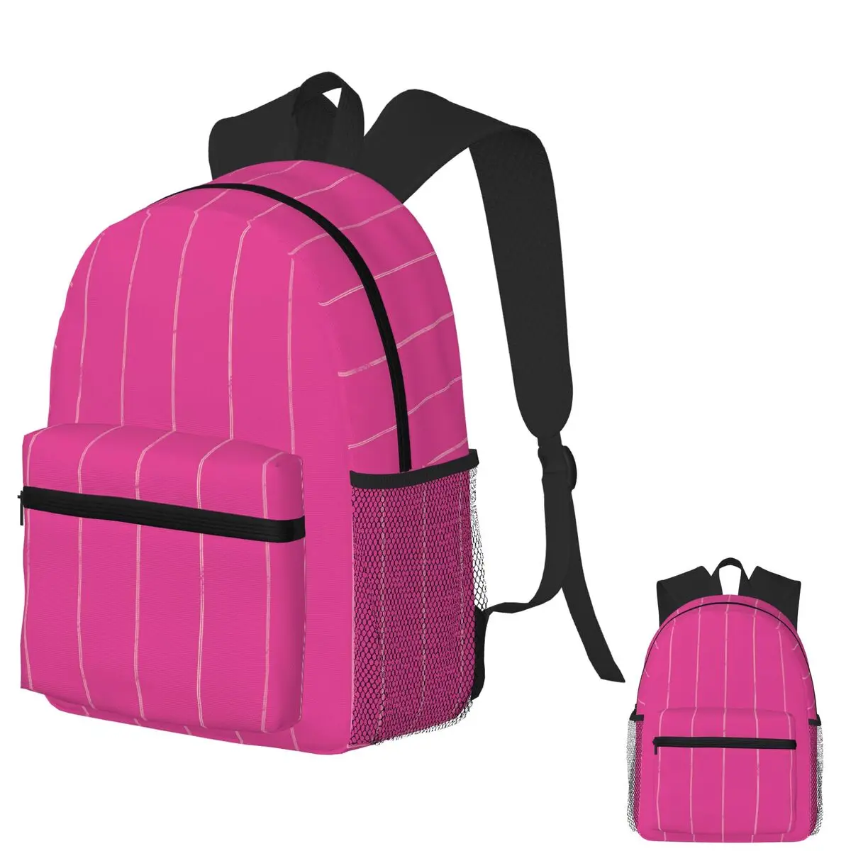 

Rustic Simple Stripe Pink Vanilla Student Backpack School Bag Hiking Travel Daypack for Boys Girls Fashion Bookbag Shoulder Bags