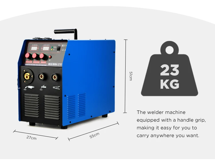 High Quality MIG270Y 380V 11.2KVA 270A Igbt Dc Mig Welder Welding Machine Tig Mig Mma 3 in 1