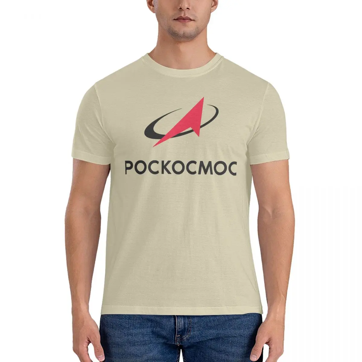 Elegant T-Shirt Men Roscosmos Leisure Pure Cotton Tees Round Neck Short Sleeve T Shirts Gift Idea Clothing