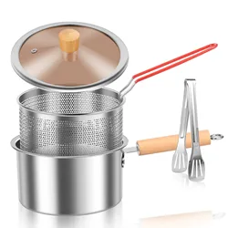 304 Stainless Steel Oil Fryer Household Fryer Oil Saving Deep Pot Gas Small Fryer With Filter Chicken Fried Pan Kitchen Tool