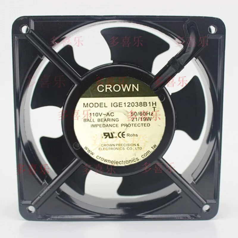 ZMZM     1 PCS  for CROWN Fan IGE12038B1H T AC110V 12CM 120*120*38mm 2 Wire Aluminum frame