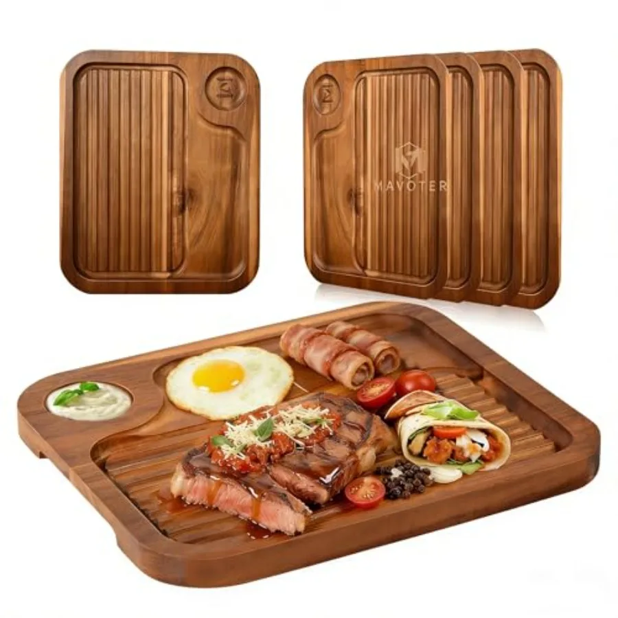 

pcs Acacia Wood Steak PlatesCarnivore Cutting Board for Eating Carved Meat Wooden Plate Food Serving Tray Cheese Charcuterie Bo