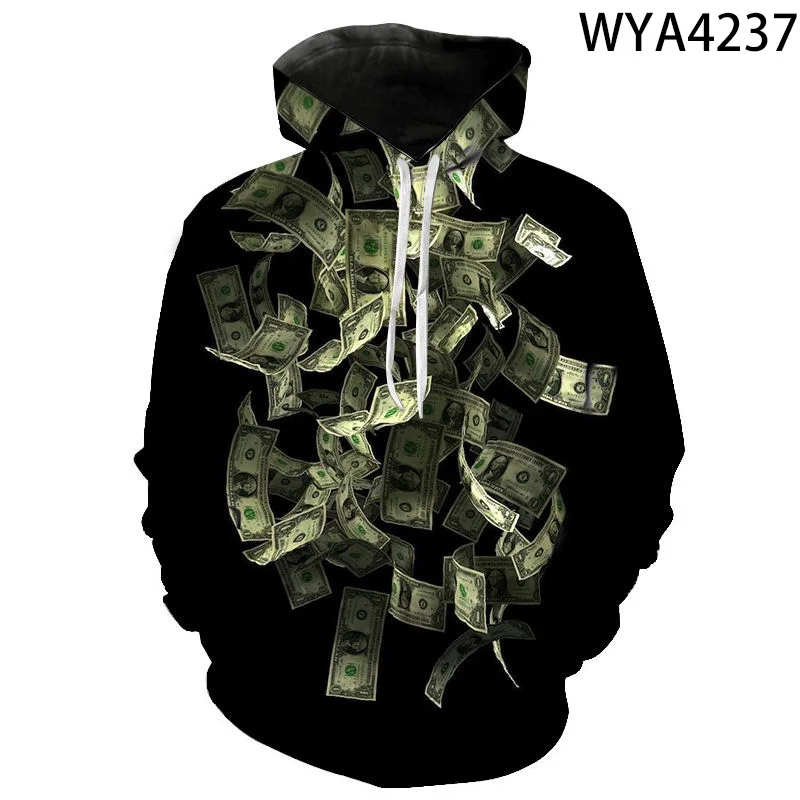 Hoodies USD U.S. Dollar Dollar Bills Money Men Women Children 3D Printed Streetwear Sweatshirts Streetwear Boy Girl Kids Tops