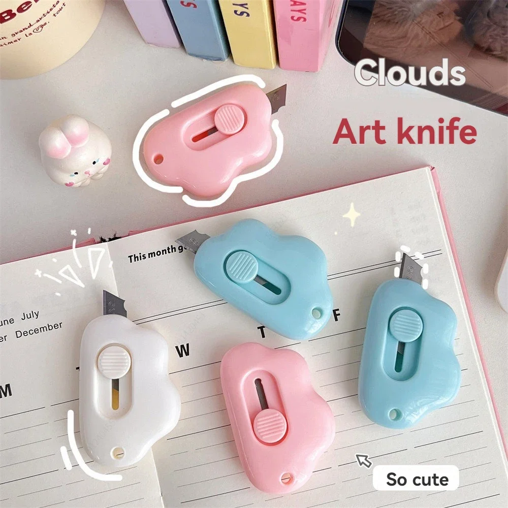 1/2/3Pcs Cloud Shaped Mini Utility Knife, Retractable, Portable Cutter for Envelope Unboxing School Office Stationery Supplies