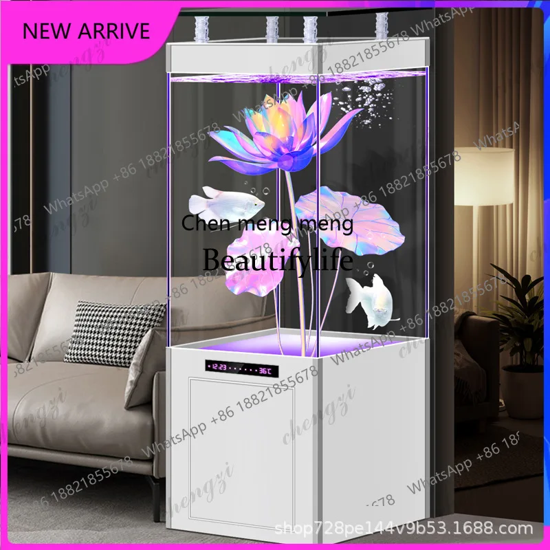 D5556 living room large, medium and small fish tank ultra-white glass lazy free replacement aquarium bottom filter goldfish tank