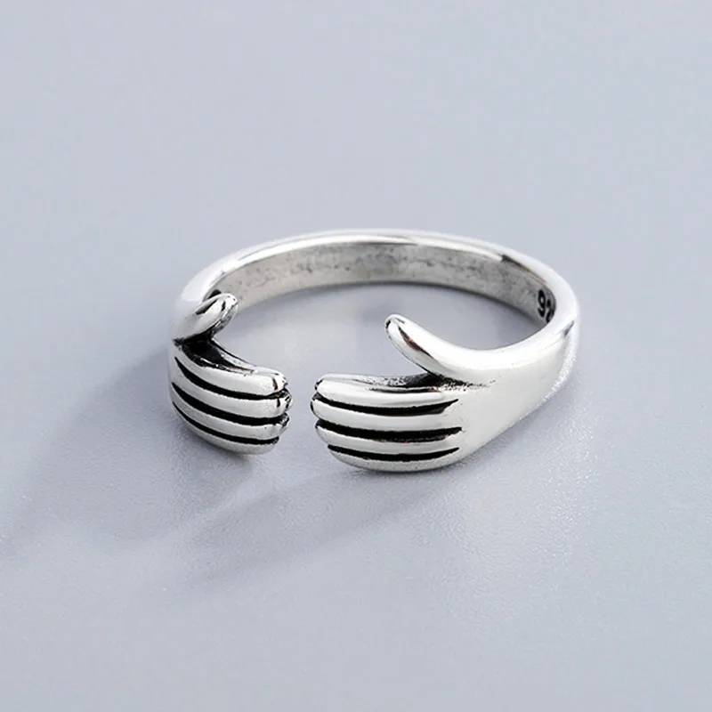 New Arrival Fahion Give Me A Hug Personality 925 Sterling Silver Jewelry Creative Palm Popular Opening Rings  TYB431