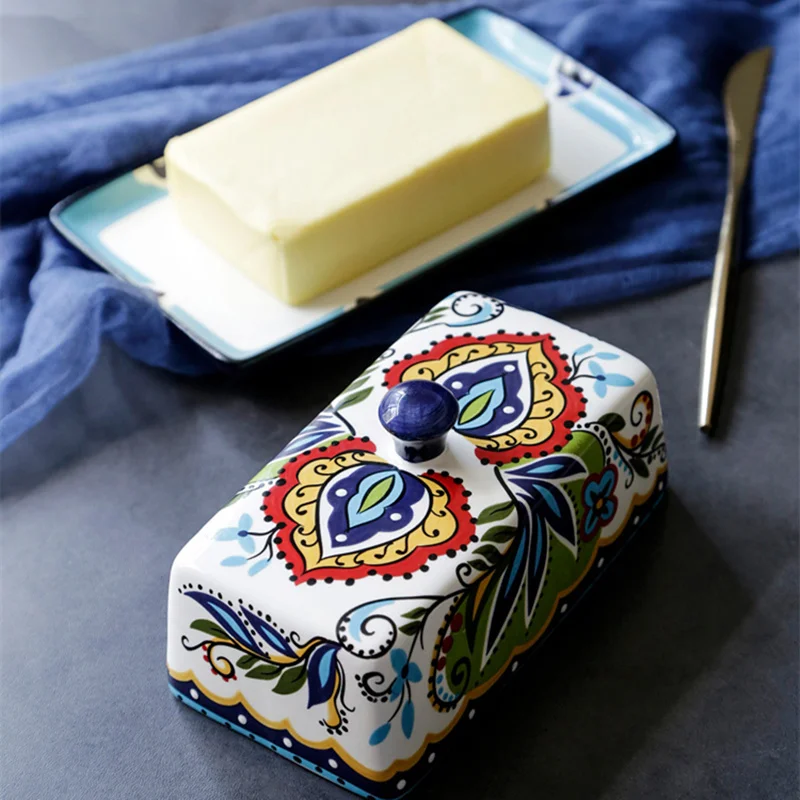 Nordic Hand-Painted Ceramic Butter Dish 6