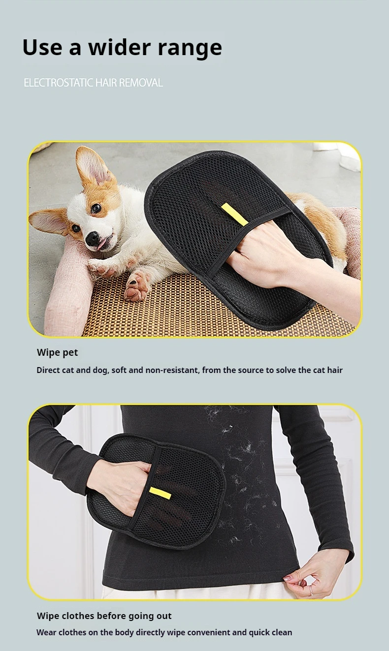 Pet Hair Glove Removal Cat Grooming Reusable Electrostatic Dedusting Brush Dog Hair Remover for Couch Carpet Clothes Washable