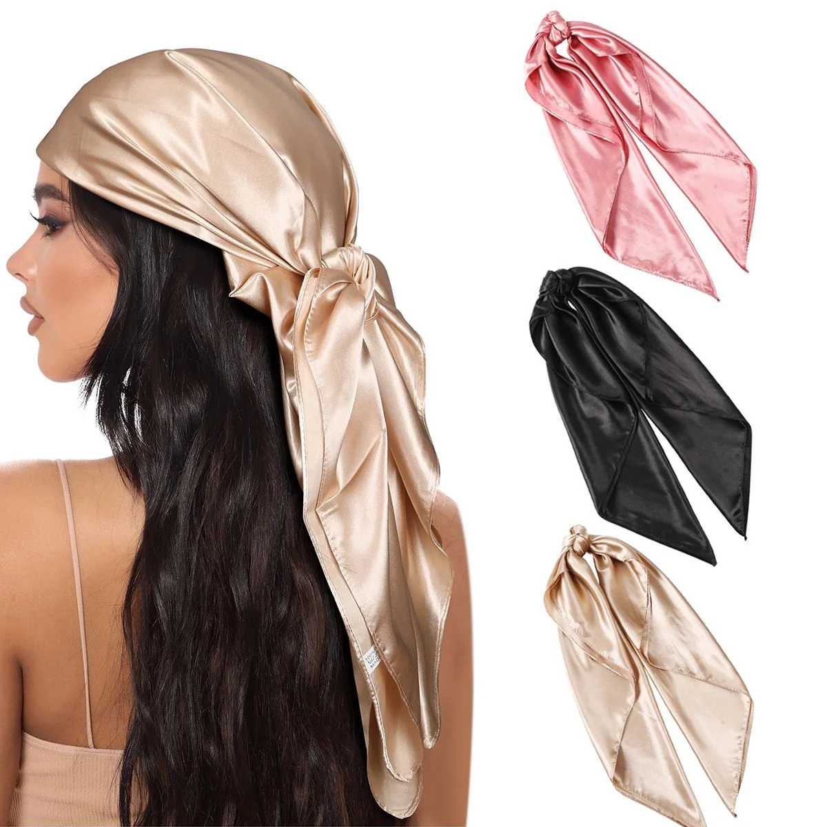 3 Teile/satz Böhmischen Cashew Muster Haar Schals Satin Kopftuch Quadrat Stirnband Party Headwear Turban Haarband Kopfschmuck