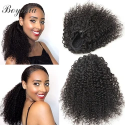 Afro Kinky Curly Drawstring Ponytail Mongolian Kinky Curly Wrap Around Ponytail 3B 3C Remy Human Hair Extension Boymia Ponytail