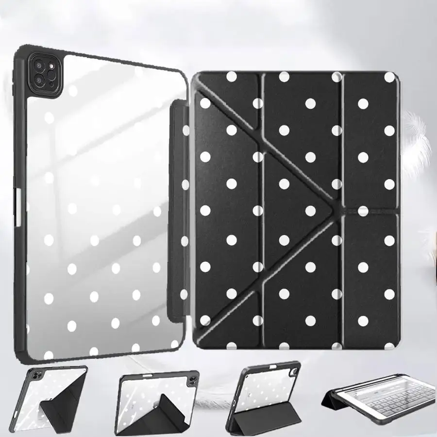 

Чехол для планшета iPad Air 4 5 M3 M2 M4 11 дюймов, Pro 2025, Mini 6 7, Pro 11-го, 10-го, 9-го, 8-го, 7-го поколений, 12.9 дюймов, с держателем, в горошек