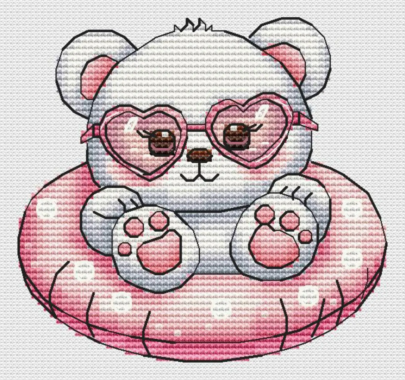 DIY needle work Bear with Swimming Ring 21-21 Cross Stitch Set Counted Cross Stitch Kit  28ct 14ct 32ct Metallic aida