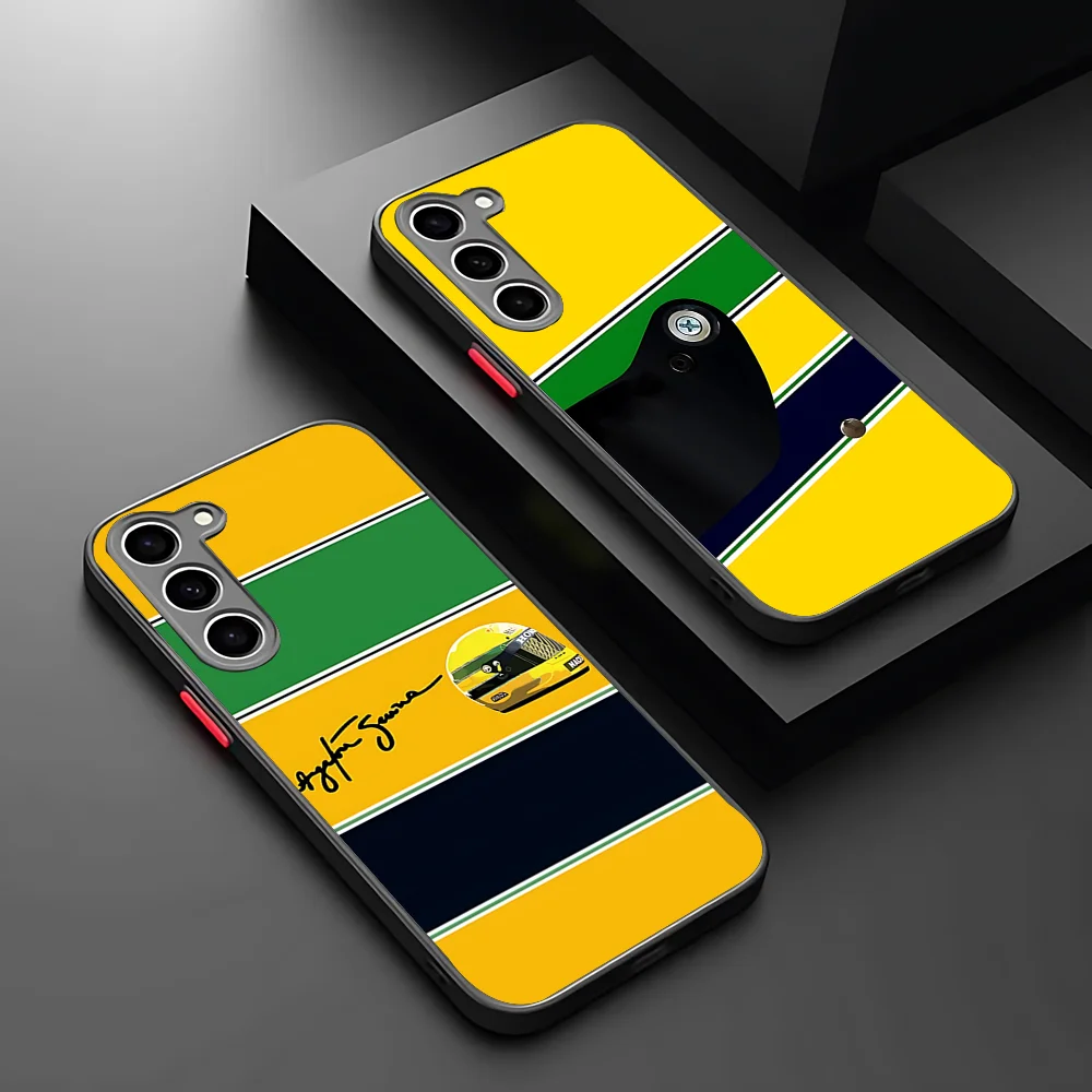 Ayrton S-Senna H-Helmet F-F1 Racing Phone Case Samsung S24 S23 S22 S21 S20 S10 FE Note 20 Ultra 5G Lite Plus Frosted Translucent