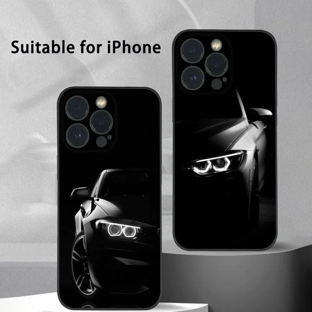 Luxury Cool Car B-BWM Black Phone Case For iPhone 16 15 14 13 12 11 Pro Max Plus Mini Frosted Soft Shell Funda