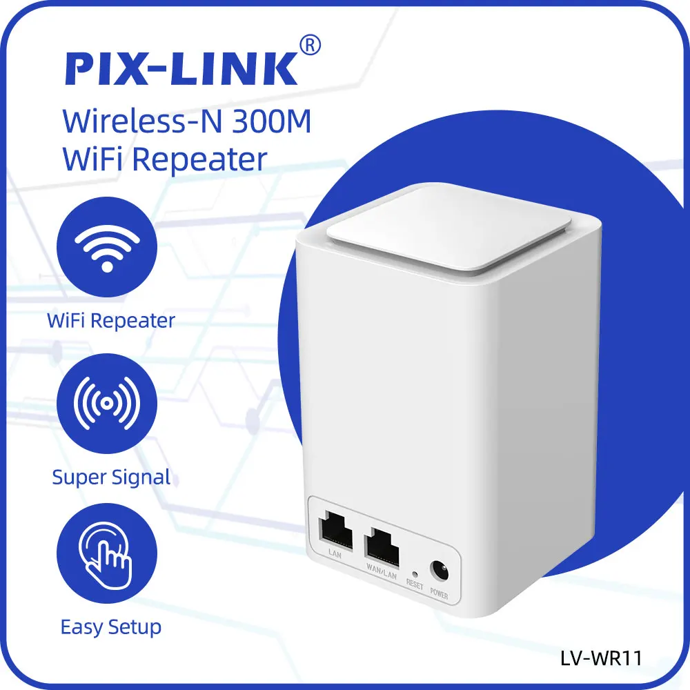 

PIX-LINK WR11 N300 WiFi Repeater Wireless Router 4 in 1 AP Mode WiFi Extender Signal Booster 300Mbps 2.4GHz WPS Wall Penetration