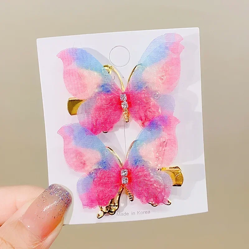 1/2pcs/Set Colorful Butterfly Hairpins Girls Hair Clips Barrette for Women Sweet Hair Ornament Headwear Hair Accessories Fashion