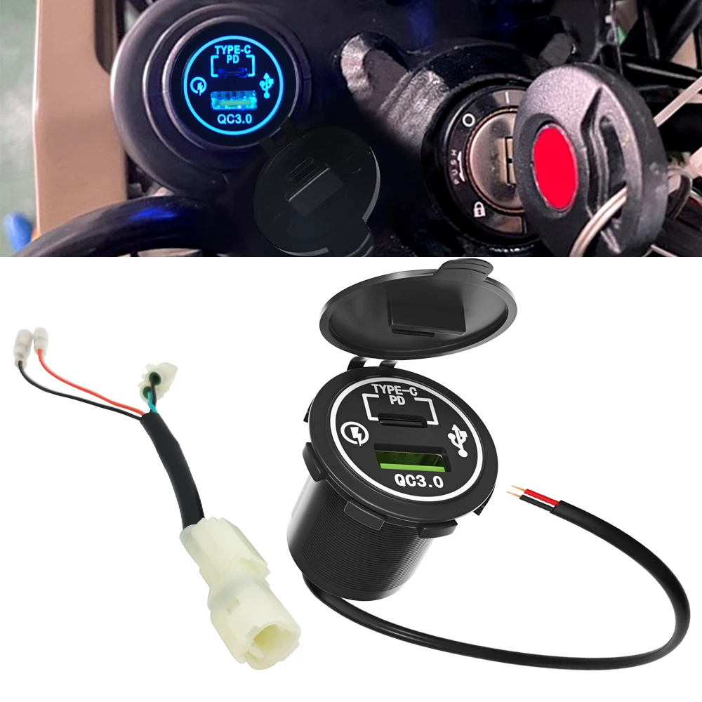 Kit de porta USB PD TYEP-C de carregador rápido com conector para Honda CT125 Trail 125 Hunter Cub 125