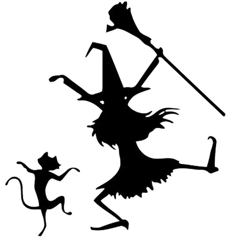 Personality Car Stickers Dancing Witch Cat Funny Vinyl Decals Car Bumper Car Window Body Decoration Decals 15cm*14cm