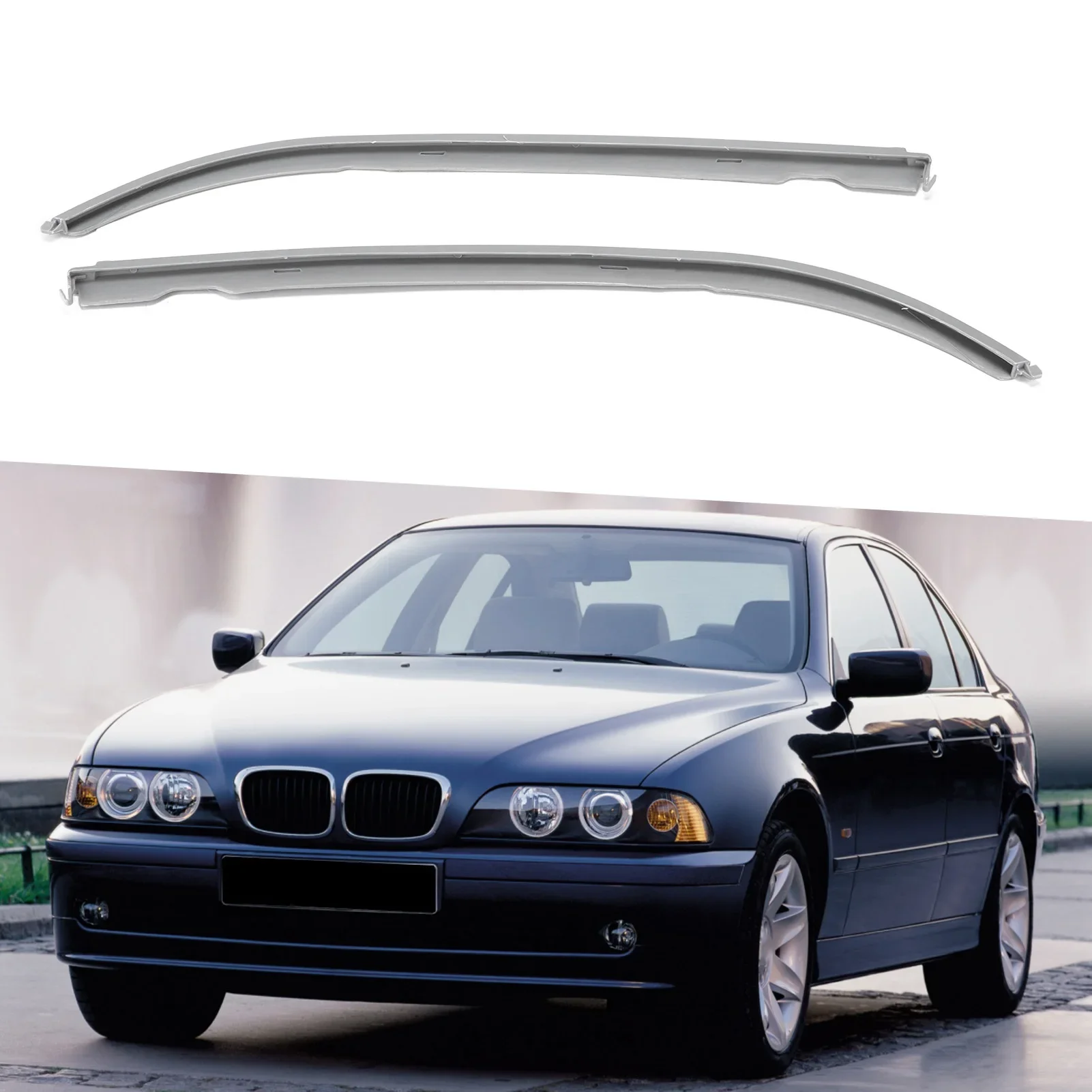 

2pcs Headlight Lower Molding Trim Left Right 51138168809 Replacement for 5‑Series E39 1996‑2003